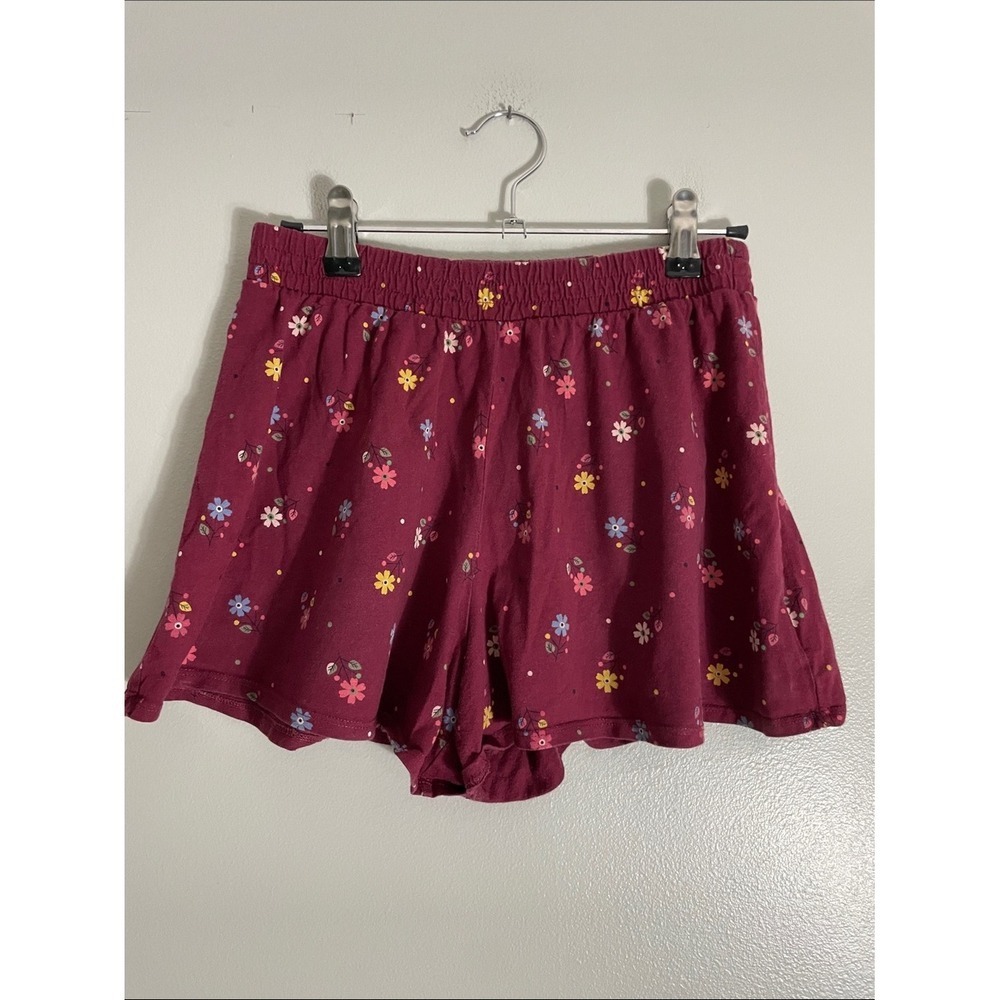 Gap Kids Girls XL Burgundy Floral Print Elastic Waist Jersey Shorts